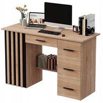 Biurko komputerowe z lamelami nowoczesne loft 120 cm z 4 szufladami I półką