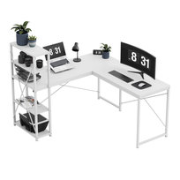 Biurko Leader 5.9, montaż z lewej i prawej strony, cztery półki, 145 x 57 x 120 cm, Biały