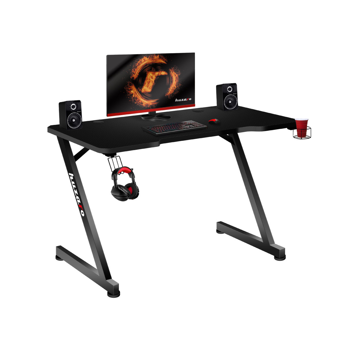 Biurko młodzieżowe gamingowe czarne 120 cm Huzaro Hero 2.5 Black z przepustem kablowym