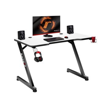 Biurko młodzieżowe gamingowe czarne 120 cm Huzaro Hero 2.5 White z przepustem kablowym - Huzaro