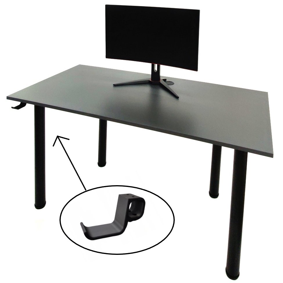 Фото - Офісний стіл Biurko młodzieżowe gamingowe czarne 138 cm Zdesk z przepustem kablowym