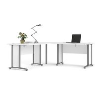 Biurko narożne białe / szare mat 230 cm Prima