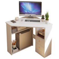 BIURKO NAROŻNE TRÓJKĄTNE KOMPUTEROWE Z PÓŁKAMI NOWOCZESNE BIAŁE LOFT POJEMNE 80x75