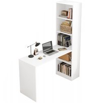 Biurko nowoczesne białe z półkami regałem loft 125 cm