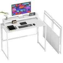 Biurko składane HOMCOM, oszczędzające miejsce biurko komputerowe, biurko z uchwytem na monitor, stalowa rama do gabinetu, sypialni, biura domowego, 100 x 48 x 87,5 cm, białe