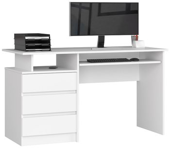 Biurko wolnostojące komputerowe CLP 135 cm 3 szuflady 2 półki - Białe - FABRYKA MEBLI AKORD
