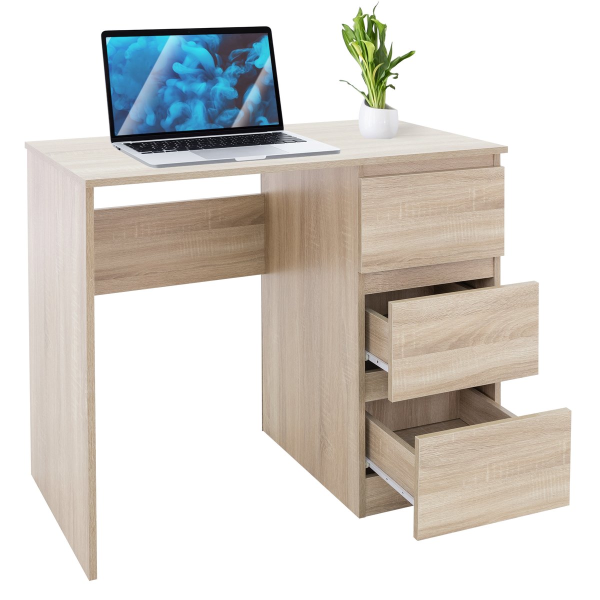 Фото - Офісний стіл DAB Pumps Biurko z trzema szufladami 90x76x50 cm drewno dąb sonoma ML design 
