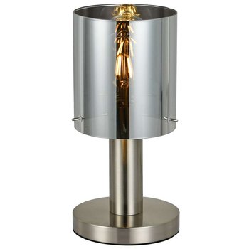 Biurkowa LAMPA skandynawska SARDO TB-5581-1-SC+SG Italux loftowa LAMPKA szklana tuba biurkowa stojąca nikiel przydymiona - ITALUX