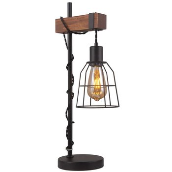 Biurkowa LAMPKA retro REDA TB-4793-1-L Italux stojąca LAMPA stołowa industrialna klatka drewno czarna - ITALUX