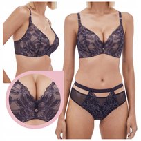 Biustonosz Alles Glow Super Push-up bez fiszbin powiększający granatowy 75E Alles