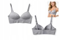 Biustonosz bez fiszbin damski push up prążkowany szary rozmiar S/M
