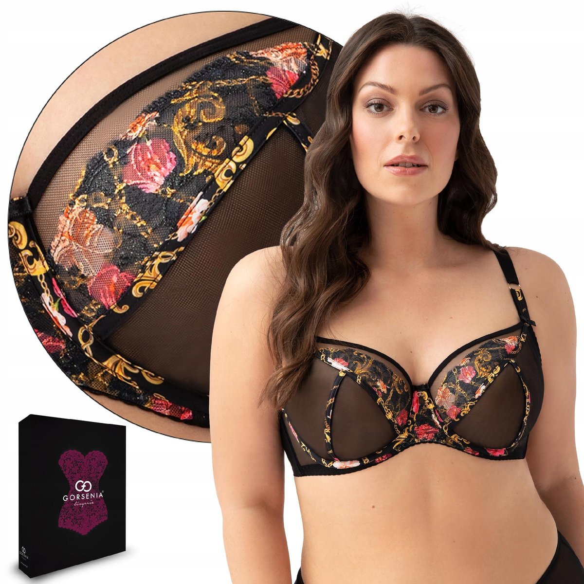 Gorsenia Chiara Soft Bra Black Floral