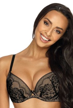 Biustonosz push-up czarno-beżowy Medison M-3201/11-70C - MAT Lingerie