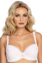 Biustonosz Push Up Super Modelujący Koronkowy Odpinane Ramiączka Biały 70A Róża