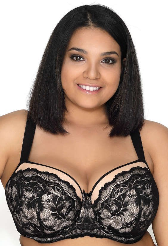 Biustonosz usztywniany czarno-beżowy Olivia M-3108/22-75F - MAT Lingerie