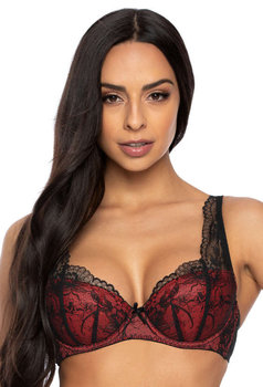 Biustonosz usztywniany czarno-czerwony Percy M-3530/22-70E - MAT Lingerie