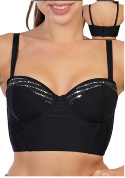 Biustonosz z fiszbinami push up 75B cekinowy top - Vienetta