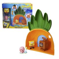 Bizak Spongebob dom ananasowy z 2 figurkami, zestaw do zabawy w tle bikini z Bobem i Garym, w zestawie dom 20 cm i telewizor z funkcją, oficjalna zabawka dla dzieci od 3 lat (64566040) BIZAK