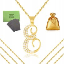 BIŻUTERIA DAMSKA ZE STALI CHIRURGICZNEJ ZŁOTA, ŁAŃCUSZEK SINGAPUR LITERKA E