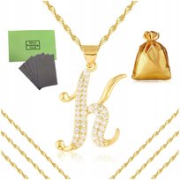 BIŻUTERIA DAMSKA ZE STALI CHIRURGICZNEJ ZŁOTA, ŁAŃCUSZEK SINGAPUR LITERKA K