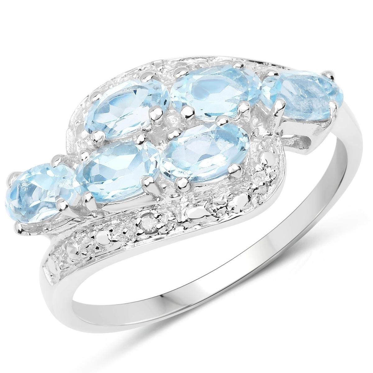 Фото - Перстень Biżuteria Prana, Pierścionek srebrny z 6 naturalnymi topazami niebieskimi,