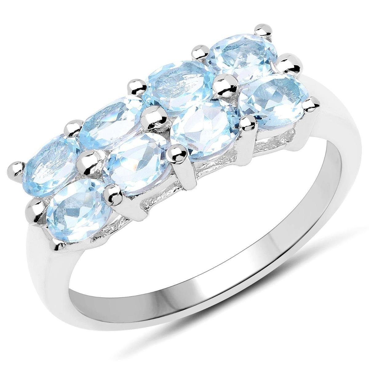 Фото - Перстень Biżuteria Prana, Pierścionek srebrny z 8 naturalnymi topazami niebieskimi,