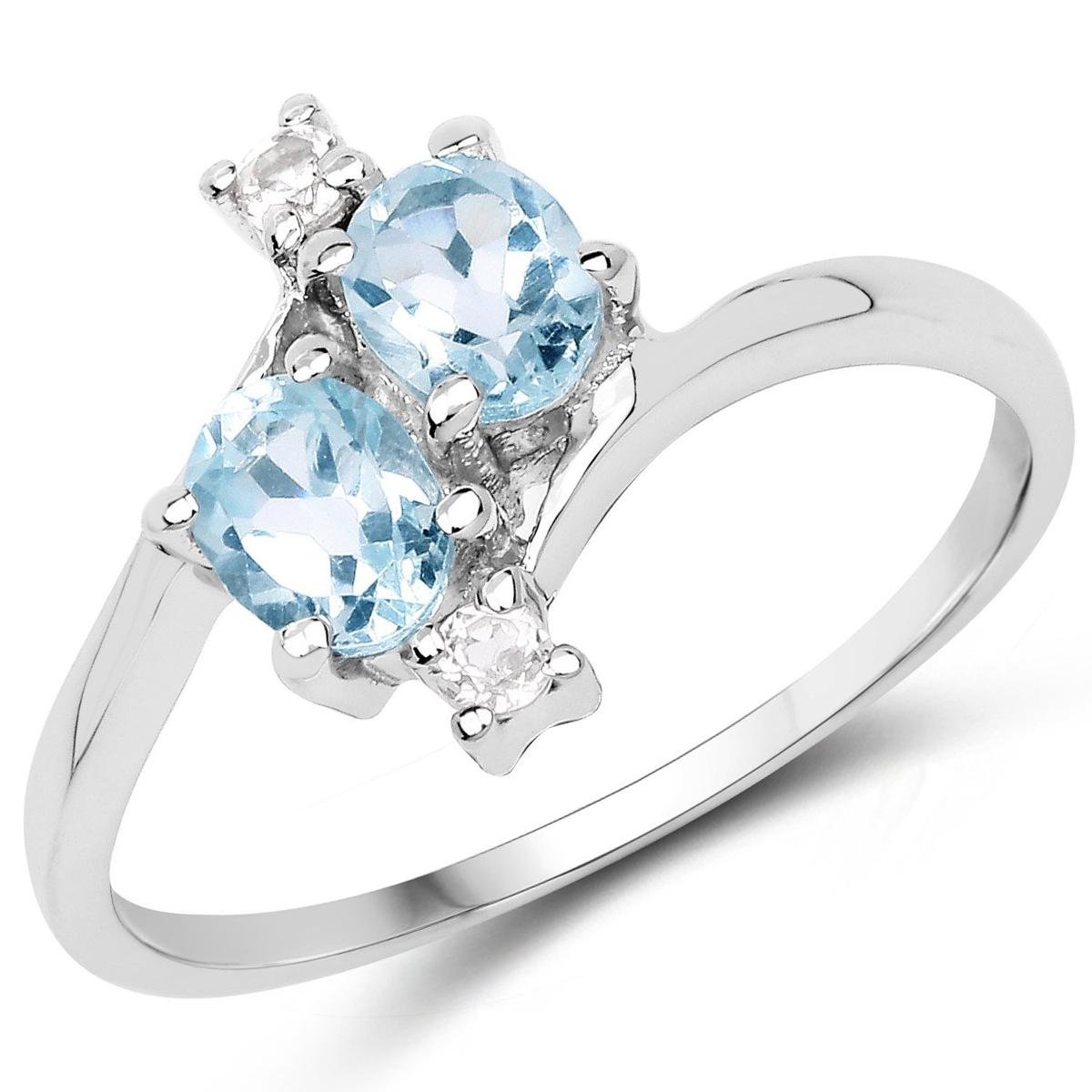 Фото - Перстень Biżuteria Prana, Pierścionek srebrny z topazami niebieskimi, kryształami g
