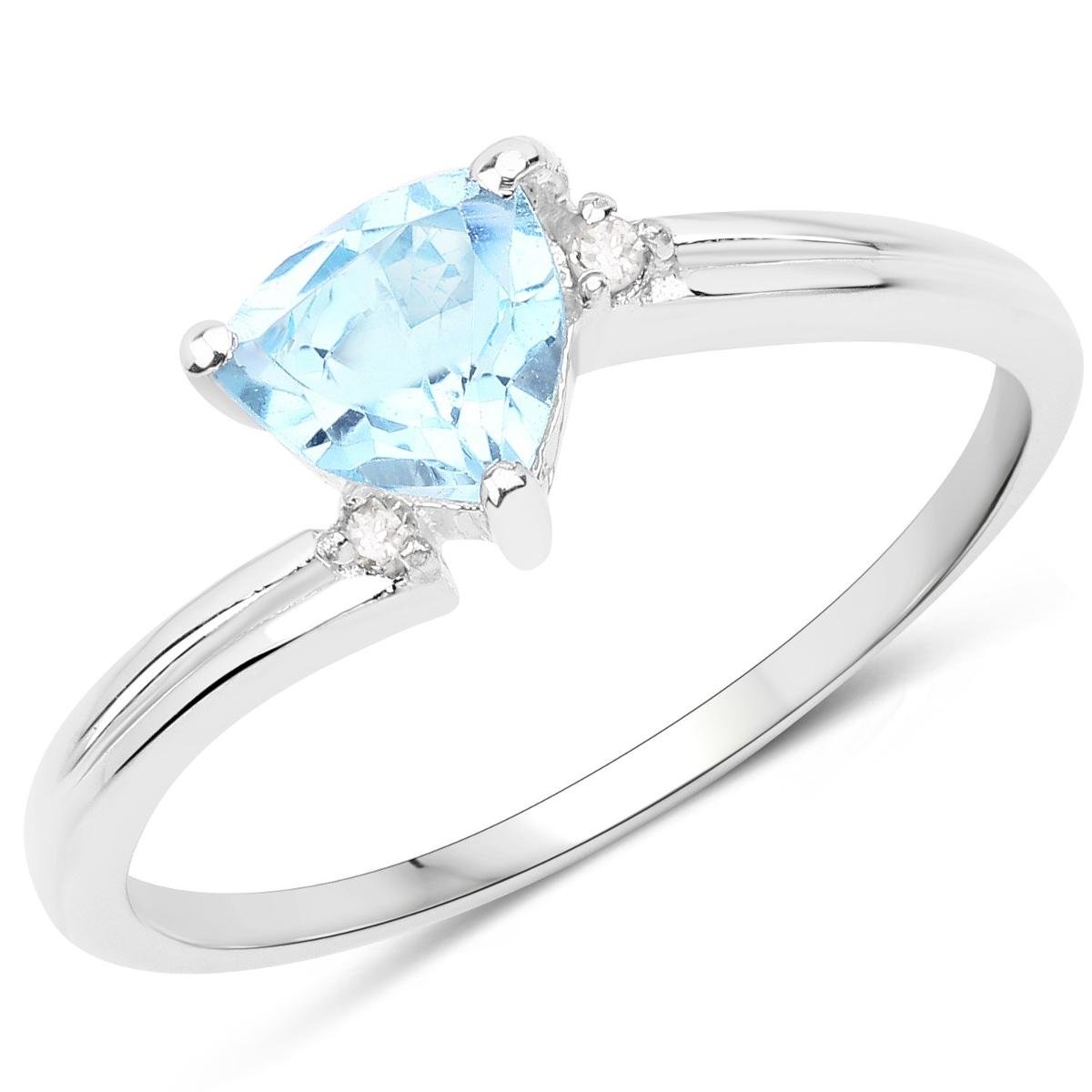 Zdjęcia - Pierścionek Biżuteria Prana,  srebrny z topazem niebieskim i diamentami, ro