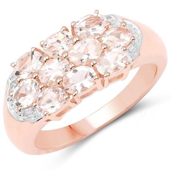 Biżuteria Prana, Pozłacany pierścionek srebrny z pięknymi różowymi morganitami, rozmiar 15 - Biżuteria Prana