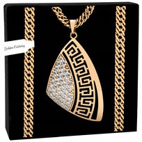 BIŻUTERIA ZE STALI CHIRURGICZNEJ ZŁOTA GRUBY DAMSKI ŁAŃCUSZEK + ZAWIESZKA