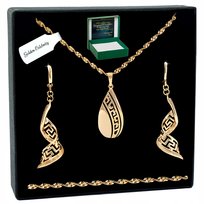 BIŻUTERIA ZE STALI CHIRURGICZNEJ ZŁOTY, POZŁACANY ŁAŃCUSZEK + KOLCZYKI 45cm