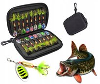 BLACHY BLASZKI BŁYSKOTKI OBROTÓWKI BLACHA NA RYBY ZESTAW ETUI WĘDKARSTWO