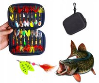 BLACHY BŁYSKOTKI OBROTÓWKI BLACHA NA RYBY ZESTAW ETUI WĘDKARSTWO SPINING