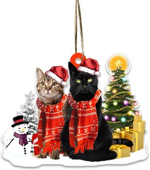 Black Cat Christmas Ornaments - Black Cat Xmas Ornaments Christmas Tree Hanging Tree Topper Ornaments - 2024 Christmas Ornament for Cat Lovers - Inna marka