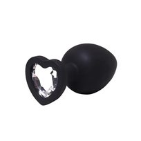 Black large heart-shaped butt plug with white crystal Admiranda