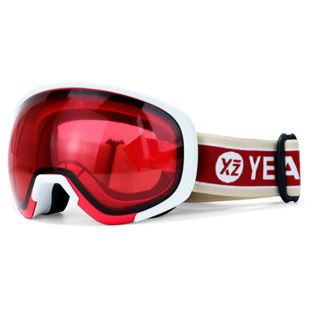 Black Run Gogle Narciarskie I Snowboardowe Czerwony/Matowy Biały - YEAZ