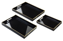 BLANCHE BLACK Komplet 3 Tac dekoracyjnych 40x30x4cm/35x25x3,5cm/30x20x3,5cm