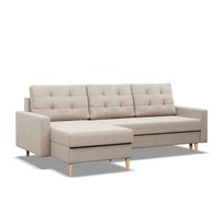 BLANK - Narożnik do salonu, Rozkładany, Funkcja spania, Pojemnik na pościel, Beżowy