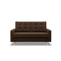 BLANK - Sofa rozkładana, Dwuosobowa, Funkcja spania, Pojemnik na pościel, Brązowy