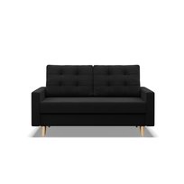 BLANK - Sofa rozkładana, Dwuosobowa, Funkcja spania, Pojemnik na pościel, Czarny