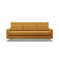 BLANK - Sofa rozkładana, Trzyosobowa, Funkcja spania, Pojemnik na pościel, Żółty