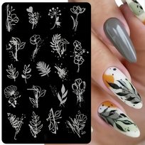 Blaszka Do Stempli Stempelków Do Zdobienia Paznokci Rośliny Liście Kwiaty