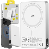 Blavec Powerbank MagSafe Magnetyczny Indukcyjny do Telefonu iPhone Samsung 10000 mAh Qi2.2 25W + PD 45W 16mm biały