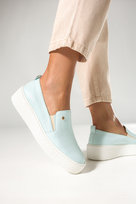 Błękitne półbuty skórzane damskie slip on na platformie PRODUKT POLSKI Casu 2814-161-38