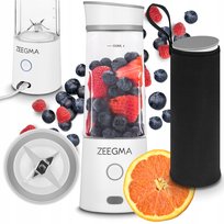 BLENDER PRZENOŚNY SMOOTHIE BEZPRZEWODOWY USB 450ml KIELICHOWY + ETUI BIAŁY