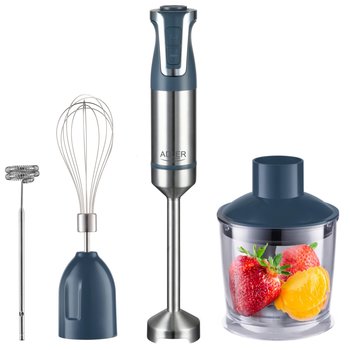 Blender ręczny Adler AD 4627 szary - 1800W, 20 prędkości, komplet końcówek, funkcja turbo, cichy i ergonomiczny, stalowe ostrza - Adler