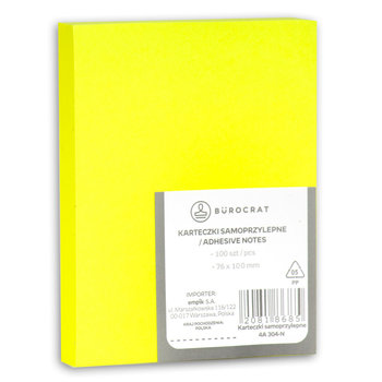 Bloczek kartek samoprzylepnych, żółty pastelowy - Burocrat