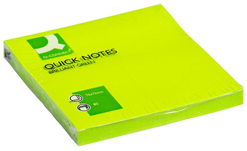 Zdjęcia - Naklejki i kartki Q-Connect Bloczek samoprzylepny  Brilliant 76x76mm 1x80 kart zielony 