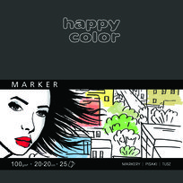 Blok do markerów Happy Color, 20x20cm, 25 arkuszy Happy Color