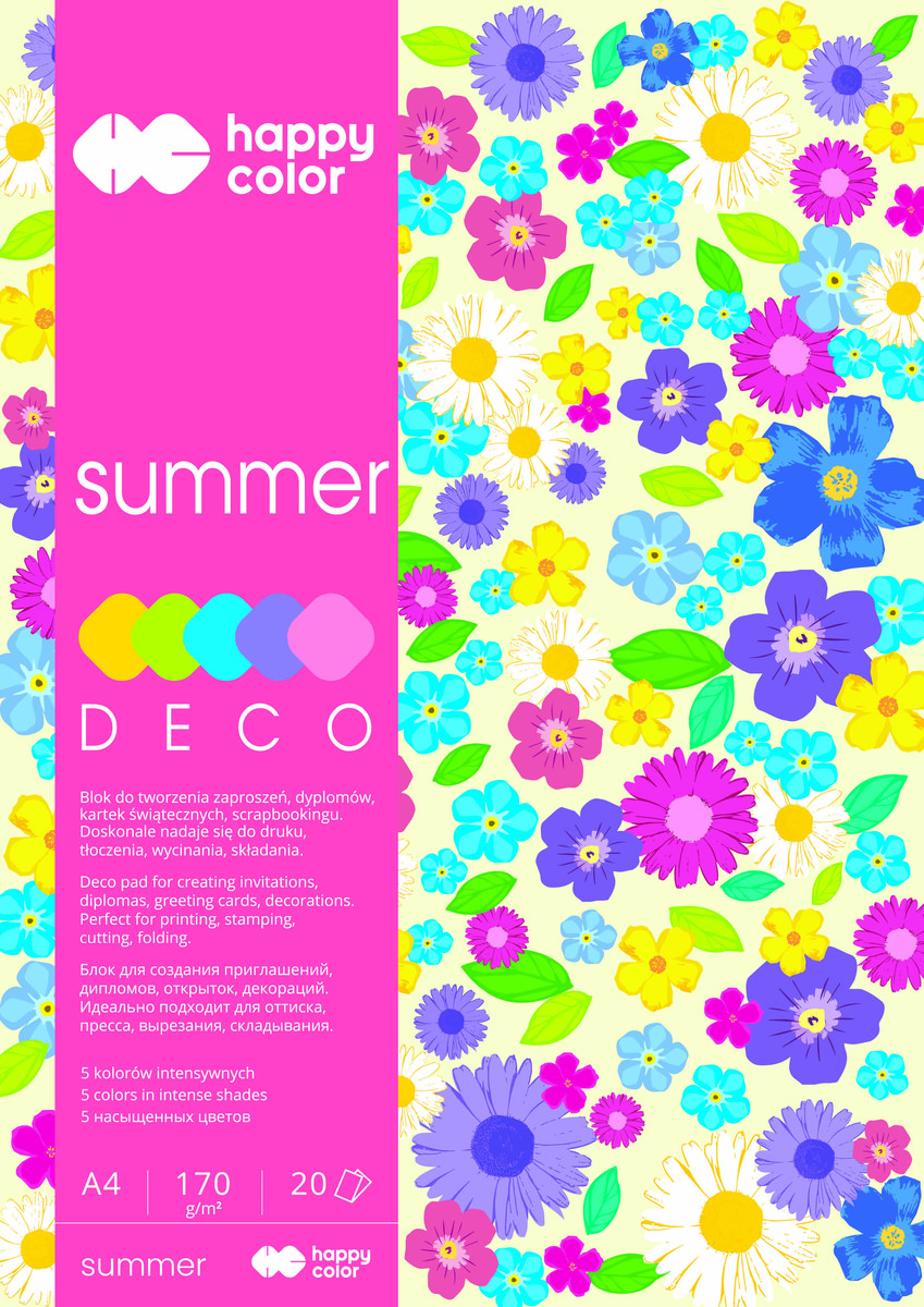 Zdjęcia - Kreatywność i rękodzieło Blok kolorowy Deco Summer, A4, Happy Color